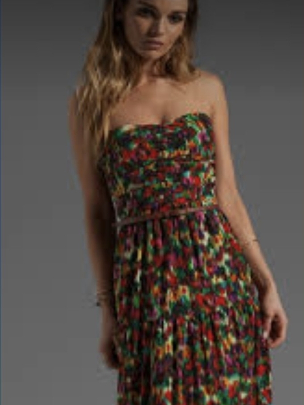 PJK Patterson J. Kincaid Strapless Multi-Color Floral Summer Maxi Dress
